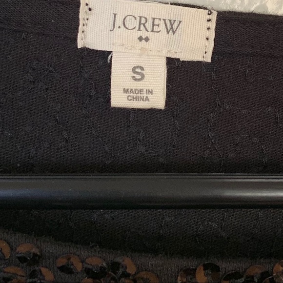 J, Crew Sequined Long Sleeve Blouse Black Small - Picture 2 of 4